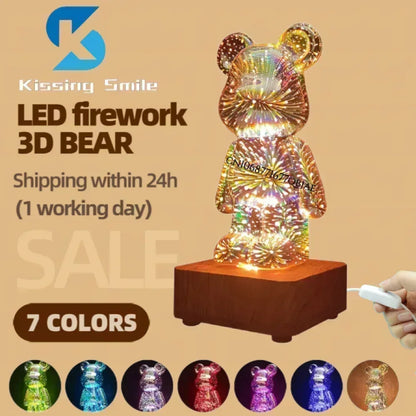 TwinkleBear Night Light: USB 3D Projector with Colorful Ambient Light