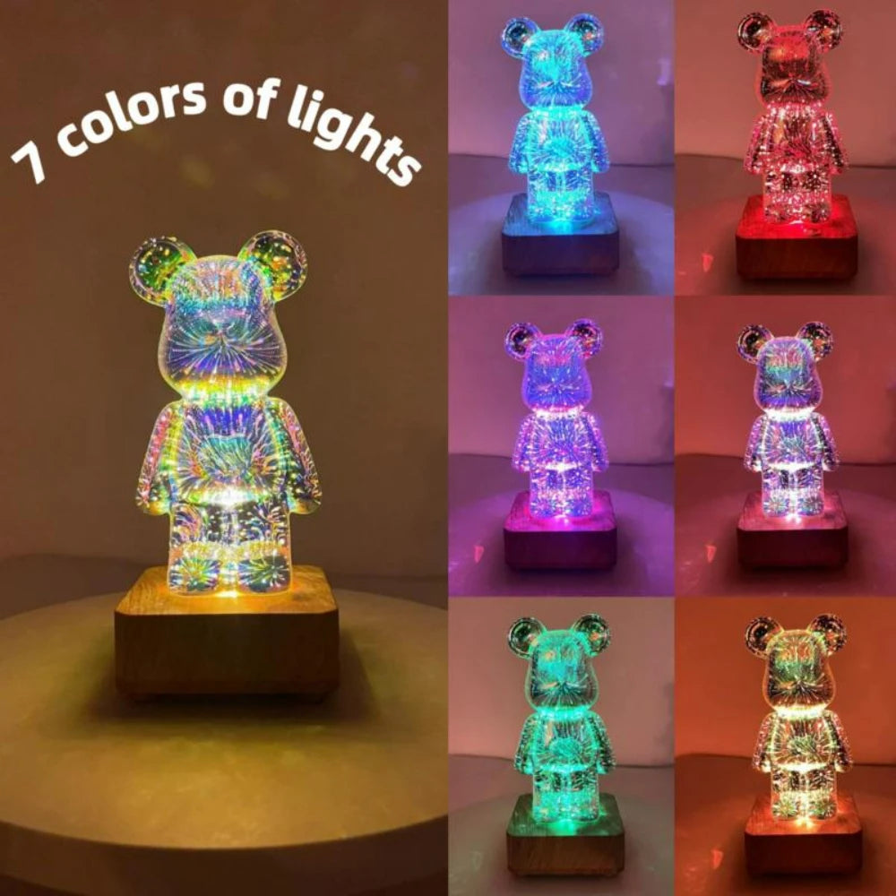 TwinkleBear Night Light: USB 3D Projector with Colorful Ambient Light