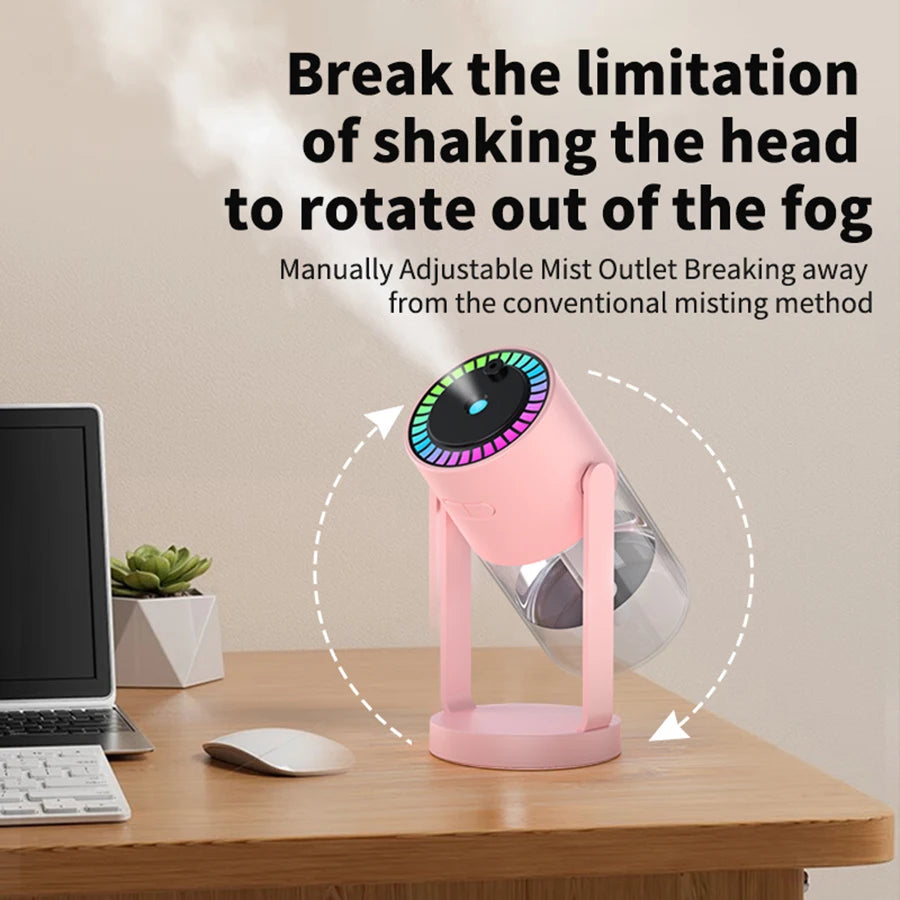 AuraMist: Portable Rotating Humidifier with Projection Lights