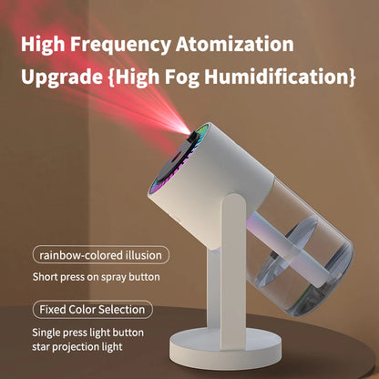 AuraMist: Portable Rotating Humidifier with Projection Lights