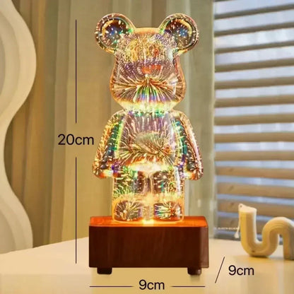 Lámpara de noche TwinkleBear: Proyector 3D USB con luz ambiental colorida 