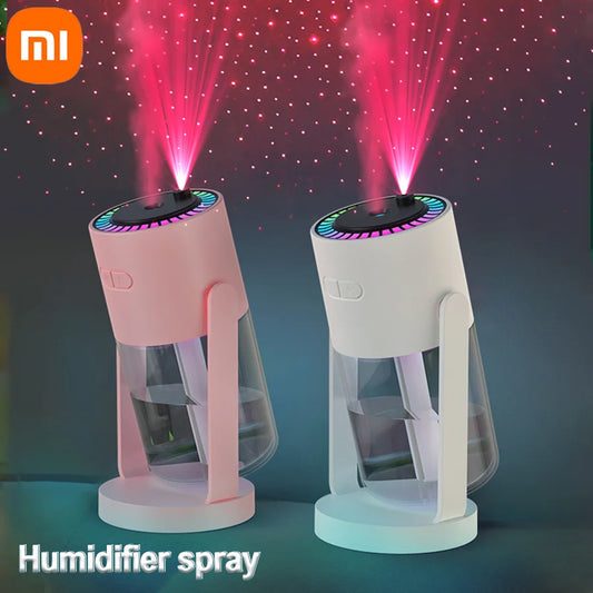 AuraMist : Humidificateur rotatif portable avec lumières de projection 