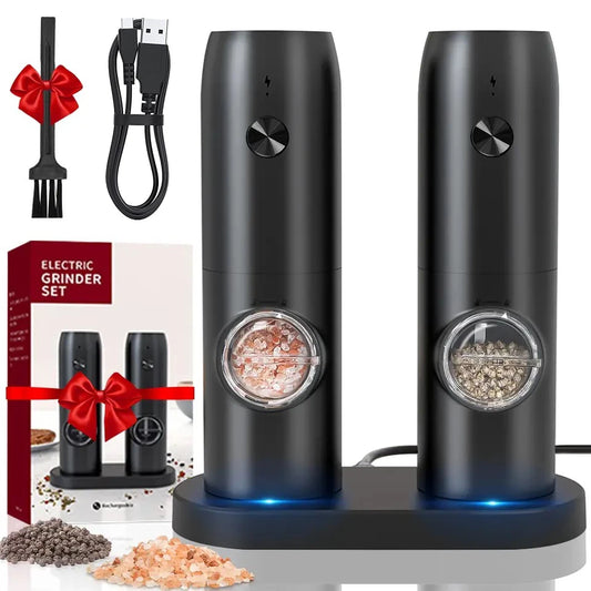 Grind & Glow: USB Salt & Pepper Mill with Adjustable Coarseness