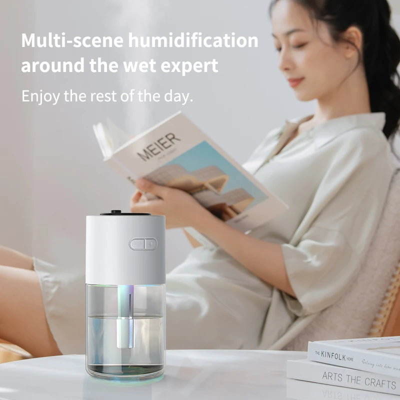 AuraMist: Portable Rotating Humidifier with Projection Lights